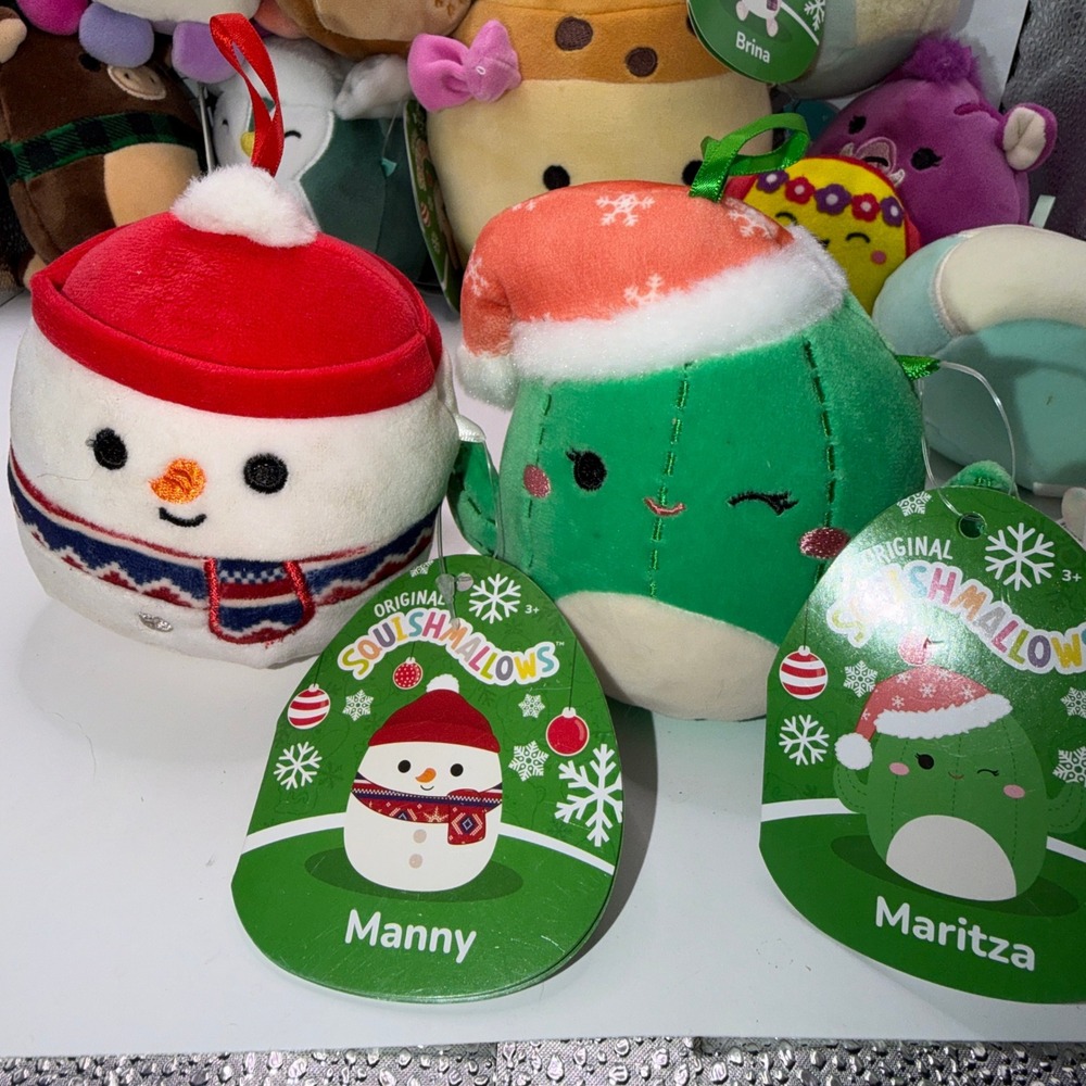 Squishmallows 3.5-5" Mixed Lot Brina Manny Koako Holiday Kawaii Plush Ornaments - Picture 2 of 7